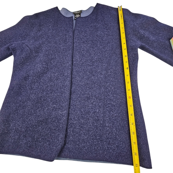 Willie Smith Petite Blue 2-Tone Open Front Wool Stretch Cardigan Size PL - Picture 8 of 10